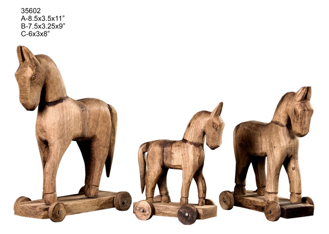 Damon 3 Piece Rocking Horse Set on Wheel | Wayfair North America
