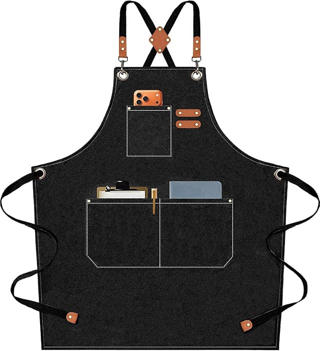 Chef Aprons for Men Women with Oversized Pockets, 16-Ounce Cotton Canvas Cross Back Heavy Duty Wo... | Amazon (US)