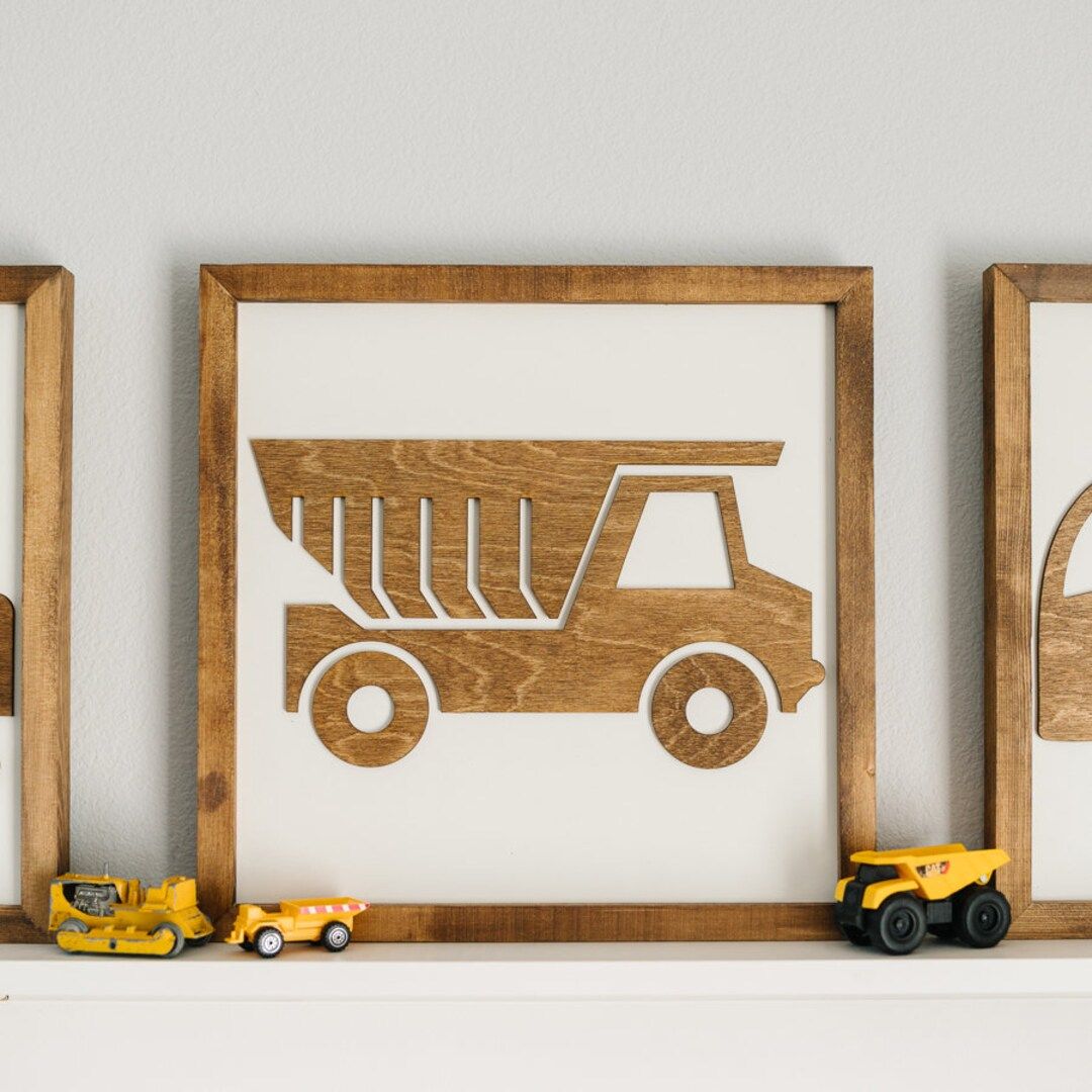 Construction Truck Sign | 14x14 inch | Wood Signs  | Boys Bedroom Decor | Truck Room Decor | Truc... | Etsy (US)