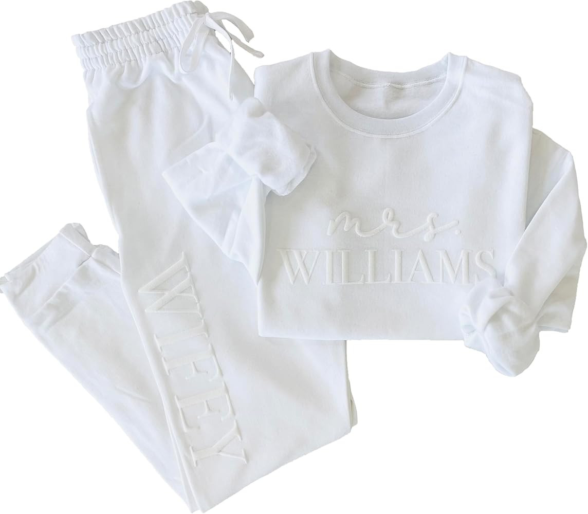 Up2ournecksinfabric - Peronalized Gift - Embossed Bridal Gift Set - Mrs. Sweatshirt - New Mrs. Se... | Amazon (US)