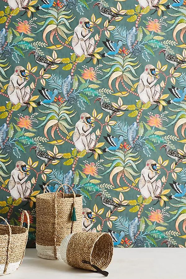 Canopy Creature Wallpaper By Anthropologie in Blue | Anthropologie (US)