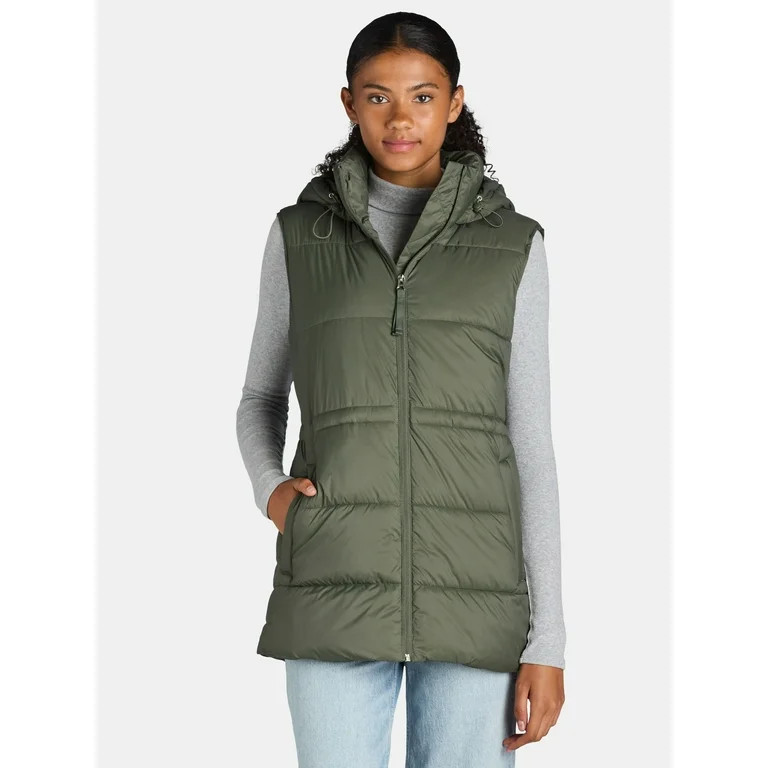 Ozark Trail Women's and Women’s Plus Hooded Puffer Vest, Mid Length, Sizes XS-3X | Walmart (US)