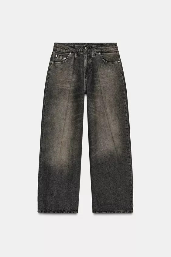 ZW COLLECTION WIDE-LEG MID-WAIST JEANS WITH DARTS | Zara US