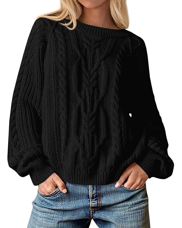 Cicy Bell Womens Oversized Cable Knit Sweaters Crew Neck Long Sleeve Fall Chunky Pullover Casual ... | Amazon (US)