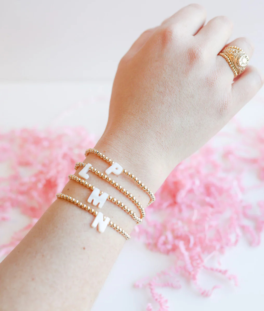 Pearl Initial Bracelet | Beaded Blondes