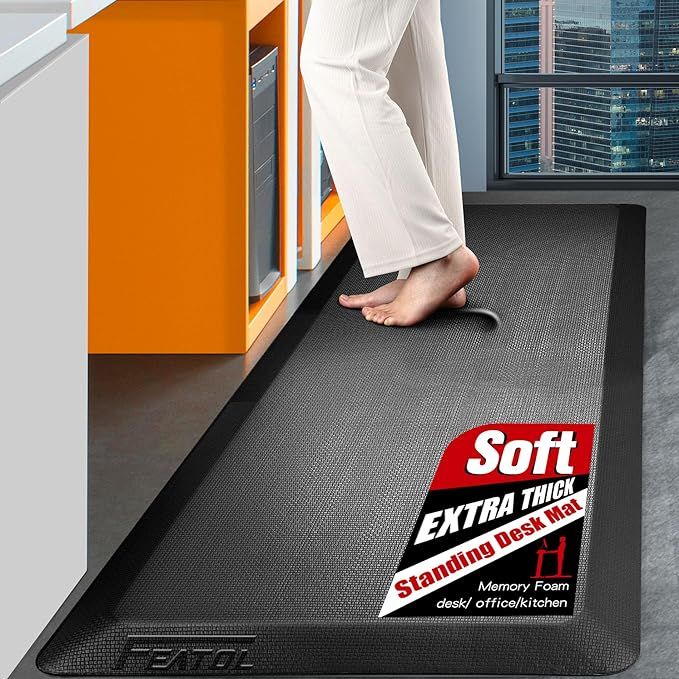 Anti Fatigue Mat Kitchen Floor Mat, FEATOL Standing Desk Mat Foam Cushioned Anti Fatigue Mats Com... | Amazon (US)