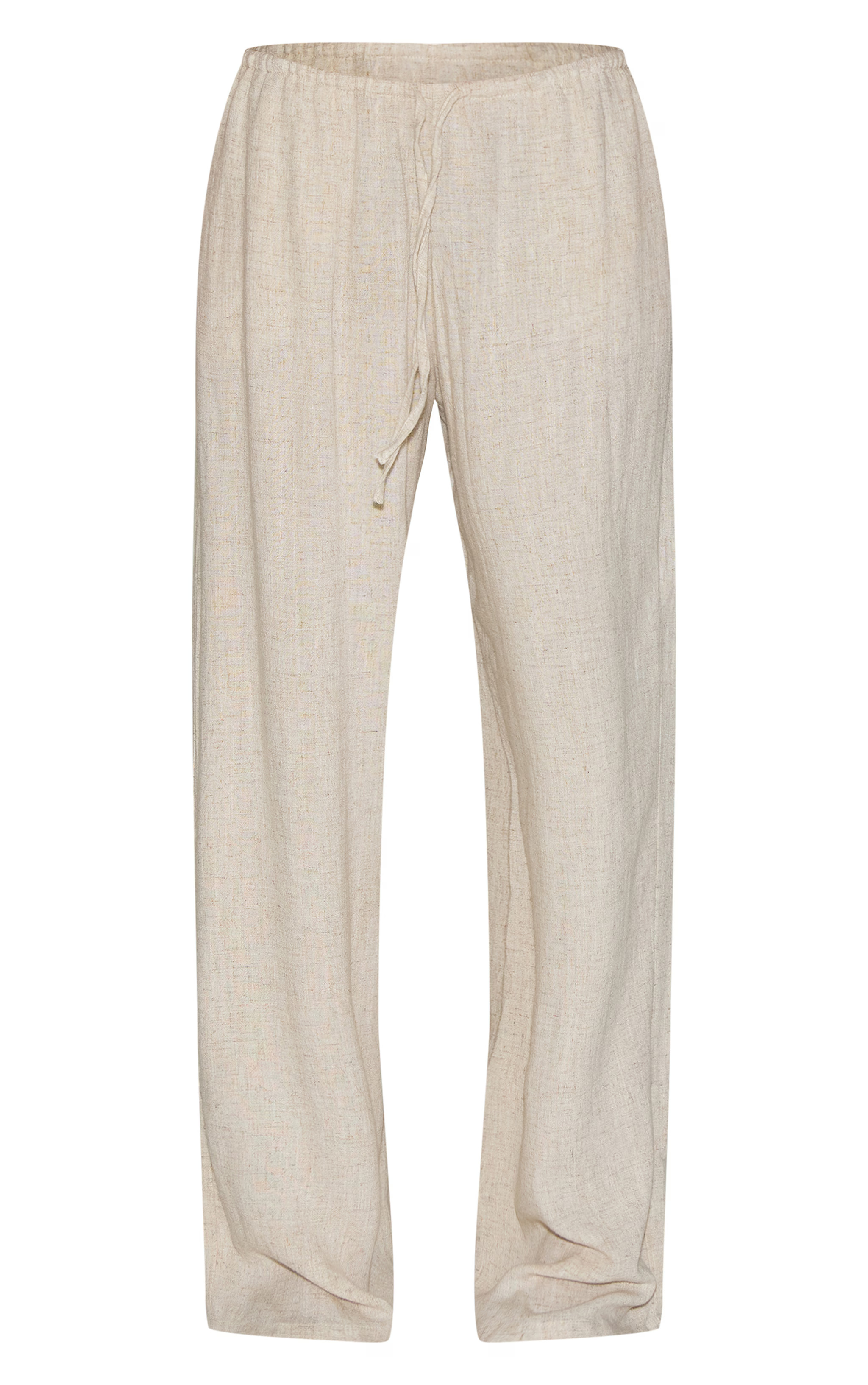 Natural Linen Look Floaty Drawstring Pants | PrettyLittleThing US