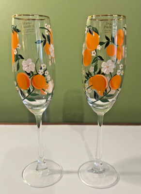 Set of 2 Handpainted Oranges w/Rhinestones Stemmed Champagne Flutes  NEW | eBay US
