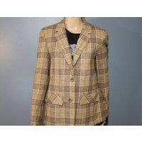Vintage 1960S-1970S Pendleton Beige & Brown Plaid Wool Blazer Women's Size 14 Made in The Usa | Etsy (US)