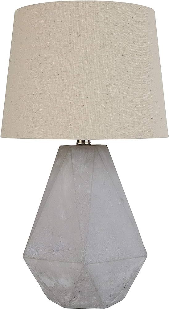 Amazon Brand – Rivet Mid Century Modern Diamond Cut Concrete Bedside Table Desk Lamp With Light... | Amazon (US)