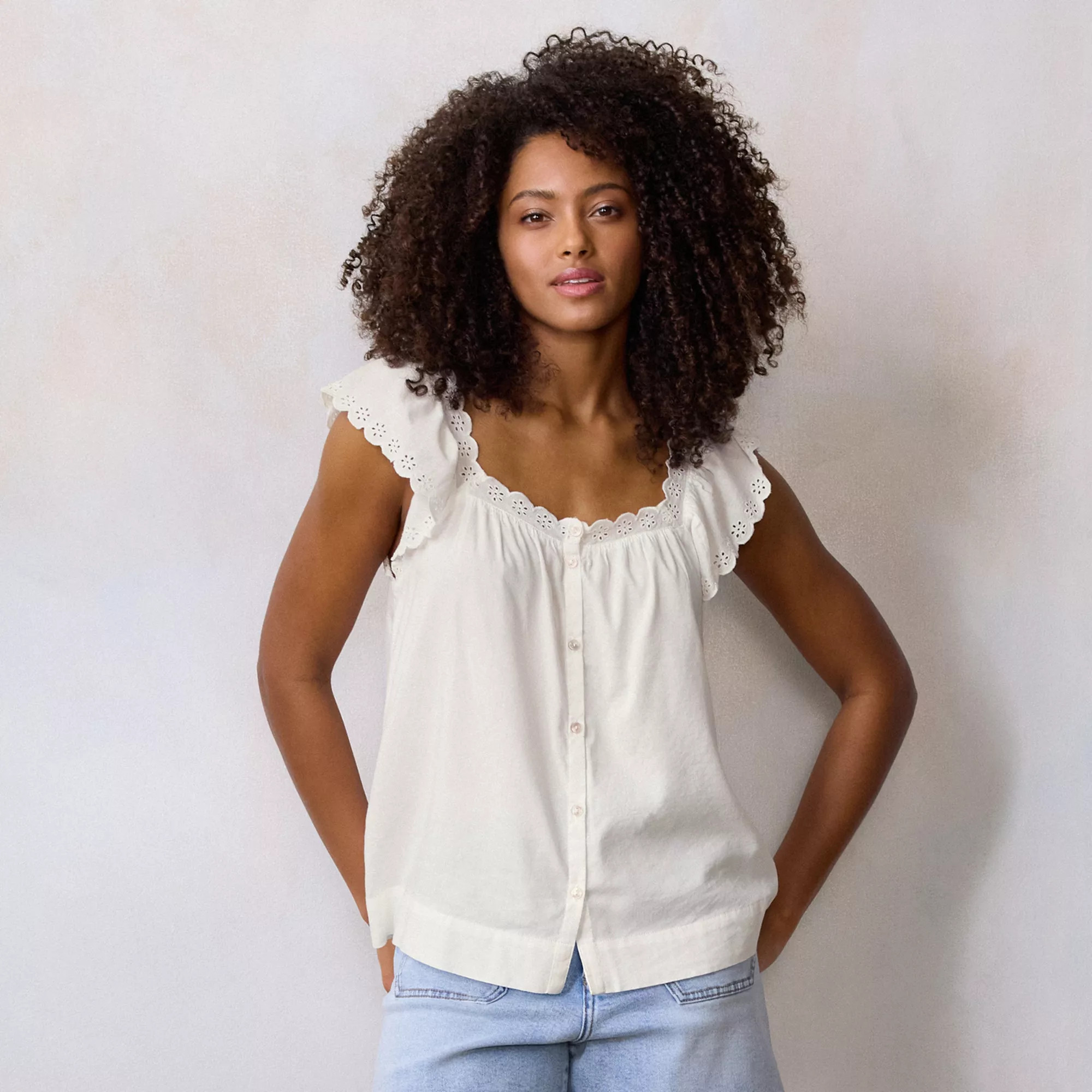 Women's LC Lauren Conrad Ruffle Front Pintuck Tank Top | Kohl's