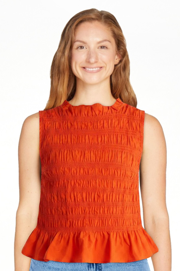 Free Assembly Women's and Women's Plus Smocked Peplum Sleeveless Cotton Top, Sizes X-4X | Walmart (US)