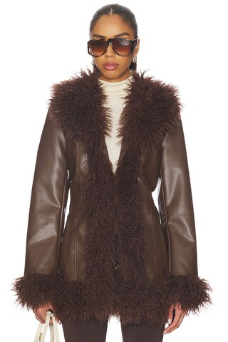 MORE TO COME Athena Shaggy Jacket in Brown from Revolve.com | Revolve Clothing (Global)