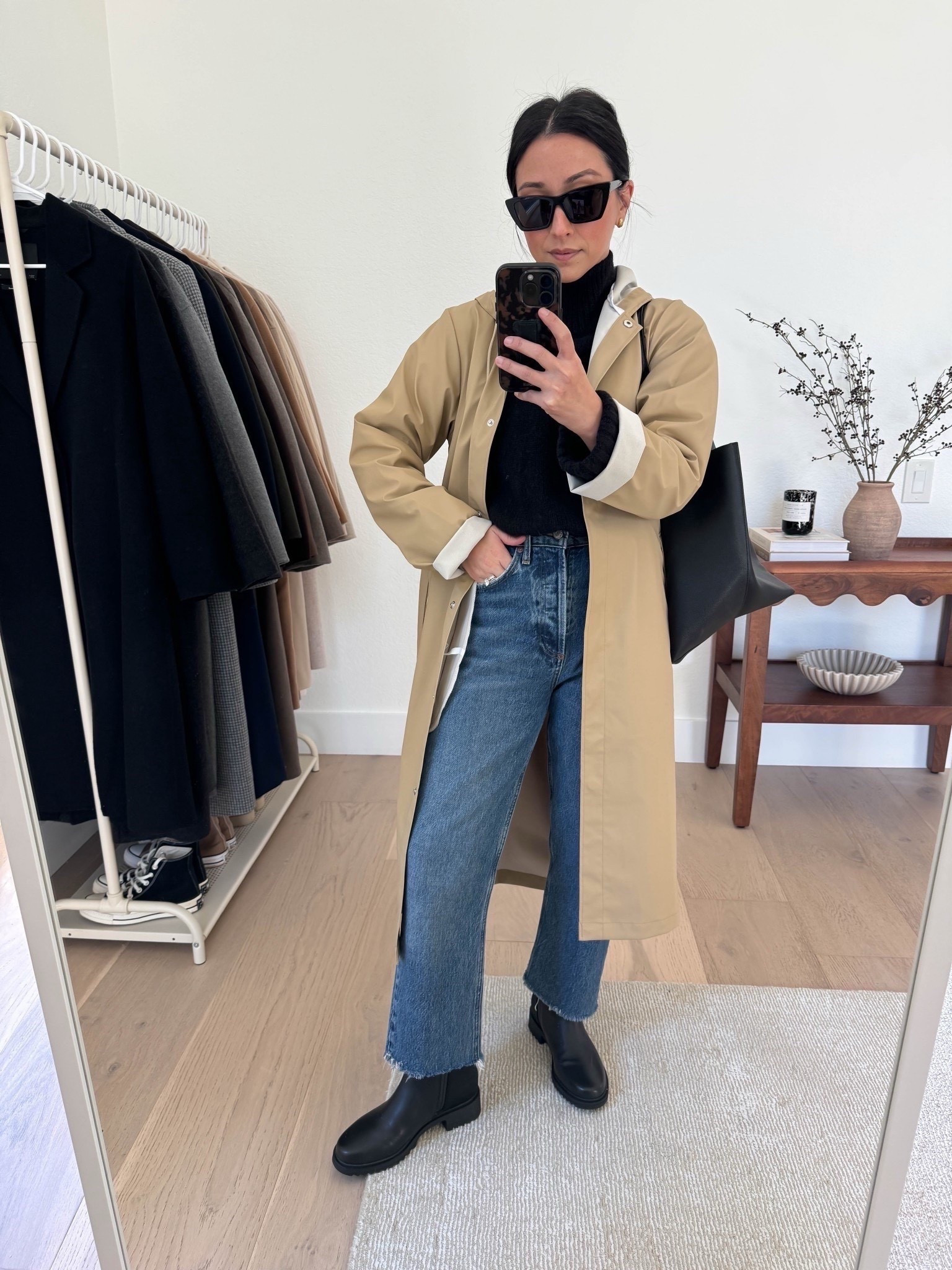 Blondo rain boots on sale - lug sole, but very lightweight. I'd prefer more of an almond toe, but waterproof boots that aren't your typical rain boots are hard to come by. Either sold out or just not available. 

Rains rain jacket xs
Everlane cloudsoft turtleneck xs
AGOLDE jeans 25, size down. Cut hems
Blondo boots 5.5
Mansur Gavriel tote
YSL Sunglasses

Fall style, fall outfits, petite style 


#LTKSeasonal #LTKPetite #LTKSaleAlert