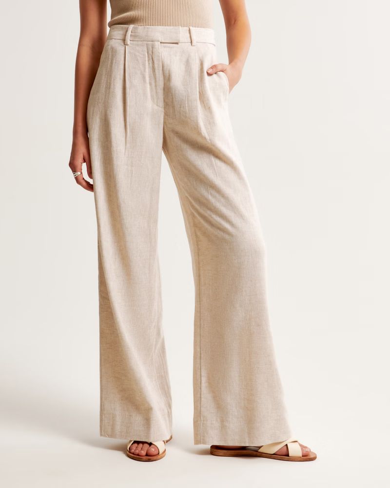 Women's A&F Harper Tailored Linen-Blend Pant | Women's New Arrivals | Abercrombie.com | Abercrombie & Fitch (US)