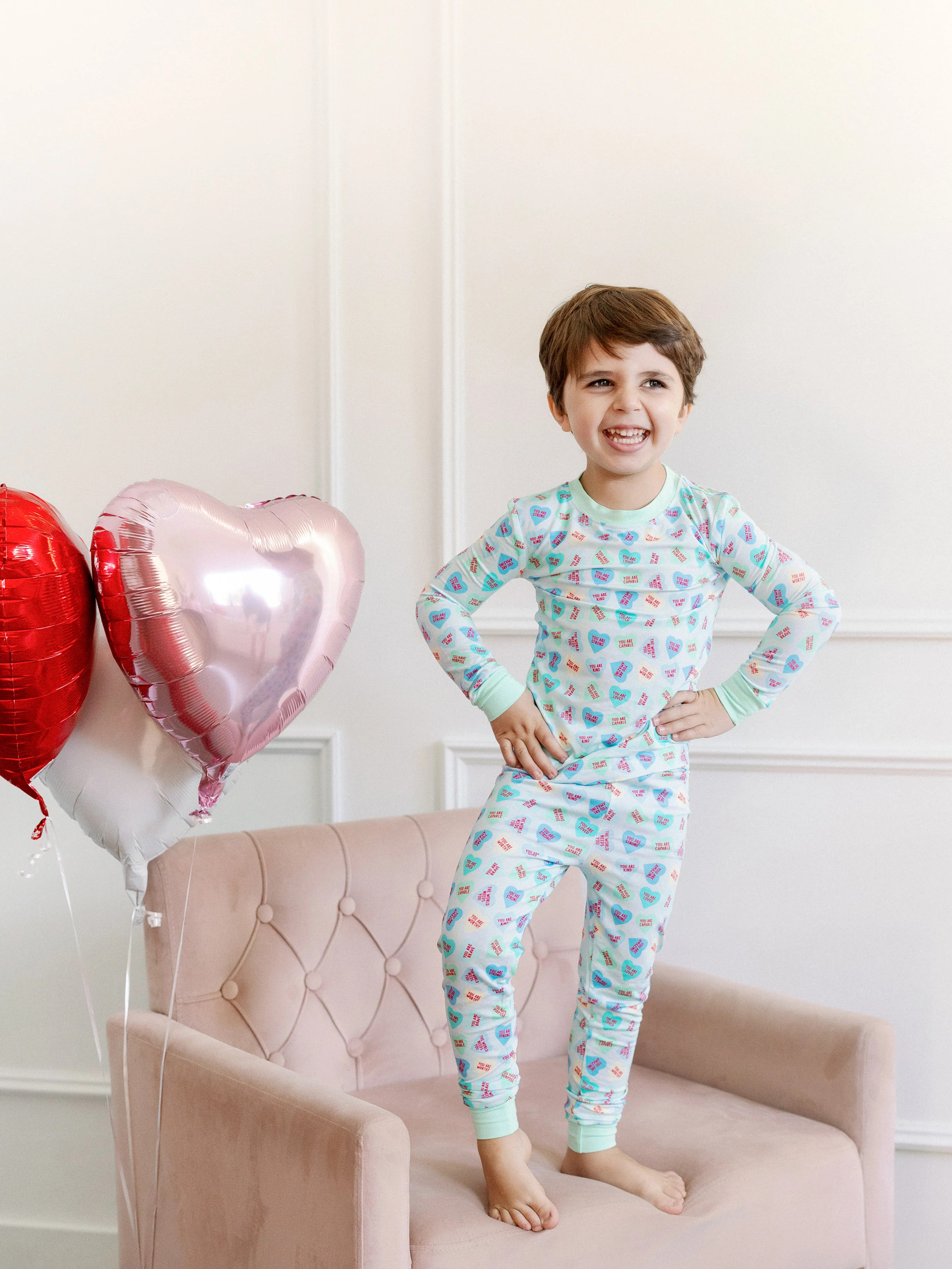 Blue Convo Hearts PJ Set | Poppy Kids Co