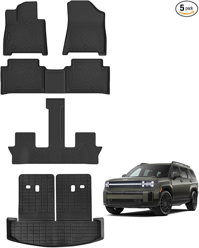Floor Mats &Trunk Mat for 2024 Hyundai Santa FE (Not for Hybrid) with Backrest Mat All Weather TP... | Amazon (US)