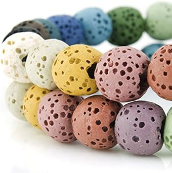 BEADNOVA 8mm Color Lava Beads Natural Crystal Beads Stone Gemstone Round Loose Energy Healing Bea... | Amazon (US)
