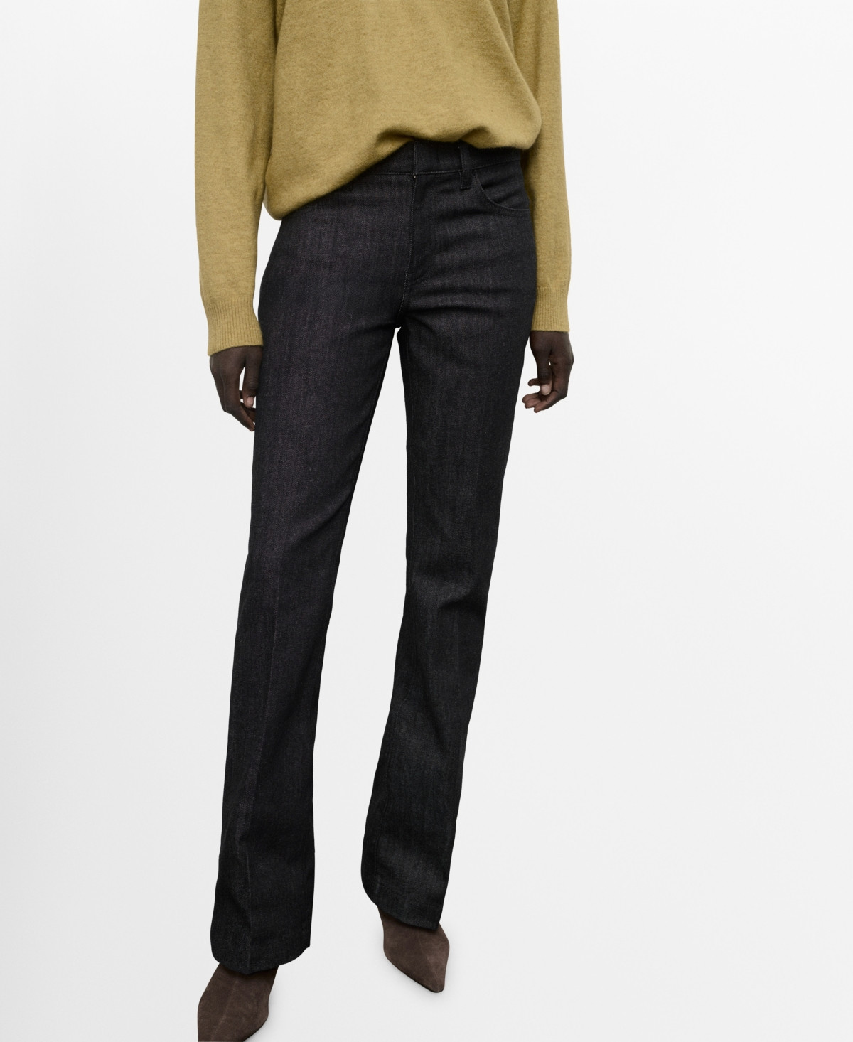 Mango Women's Mid-Rise Flared Jeans - Black | Macy's