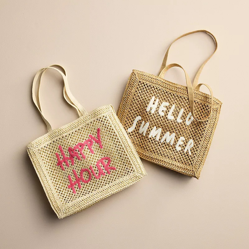 Sonoma Goods For Life® Claire Straw Verbiage Tote Bag | Kohl's