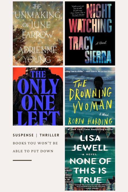 5 suspense/thriller books you won’t be able to put down! I listened to all of these books this year and loved every second.

#LTKFindsUnder50 #LTKActive #LTKSaleAlert