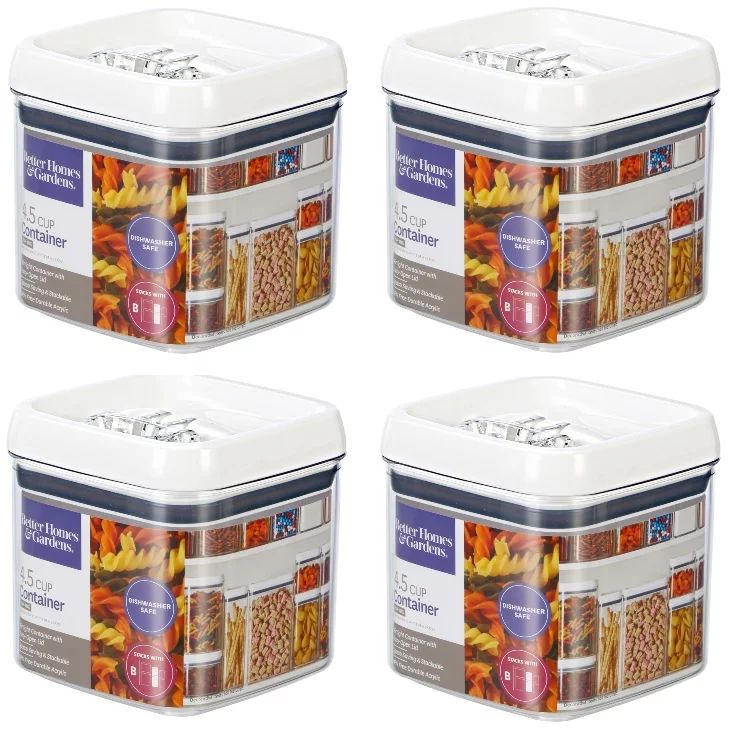 Better Homes & Gardens Flip-Tite Square Container, 4.5 Cups - Set of 4 | Walmart (US)