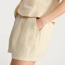 F&F Pure Linen Tailored Pleat Front Shorts in Yellow | Tesco F&F