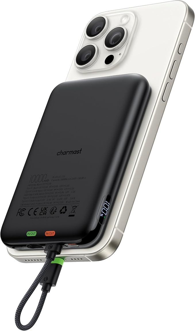 Charmast 10000mAh Wired Portable Charger, 20W Fast Charging Slim Power Bank with Removable Cable ... | Amazon (US)