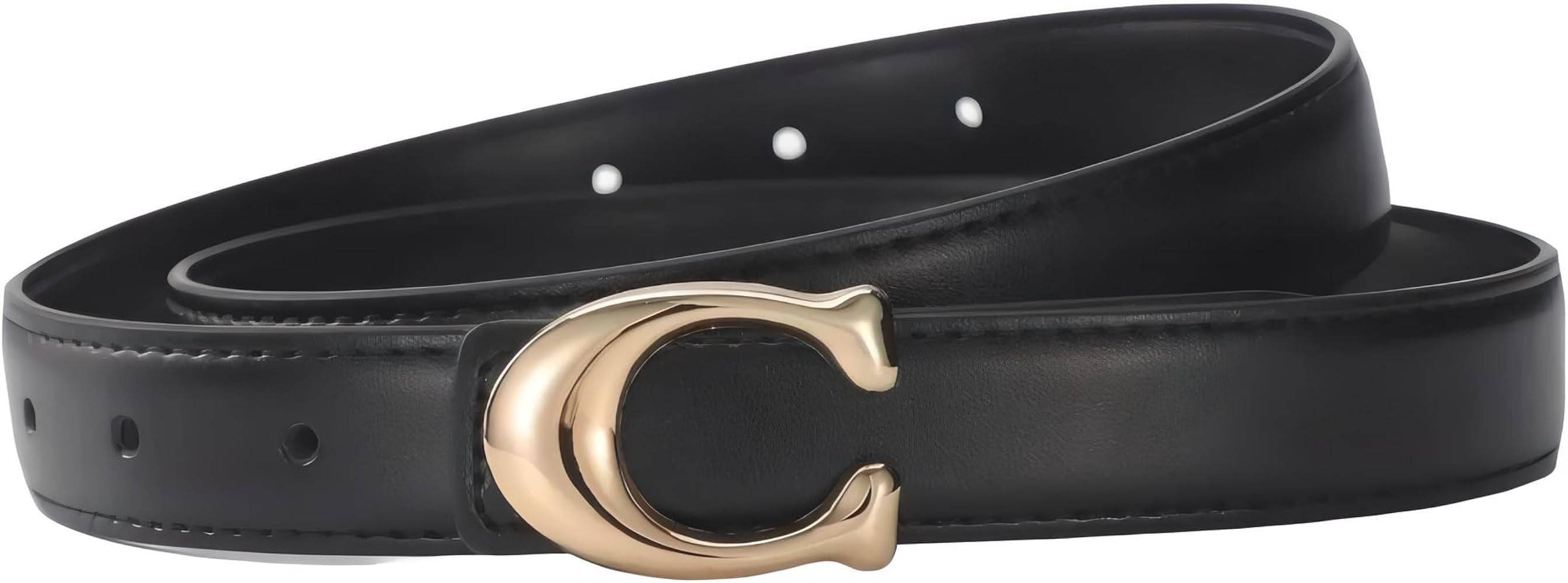 Vintage Casual Smooth C Buckle Leather Belt for Women - Classic Minimalist PU Faux Leather, Versa... | Amazon (US)