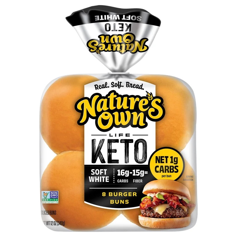 Nature's Own Life Keto Soft White Burger Buns, Keto Hamburger Buns, Keto Bread Buns, 8 Count | Walmart (US)
