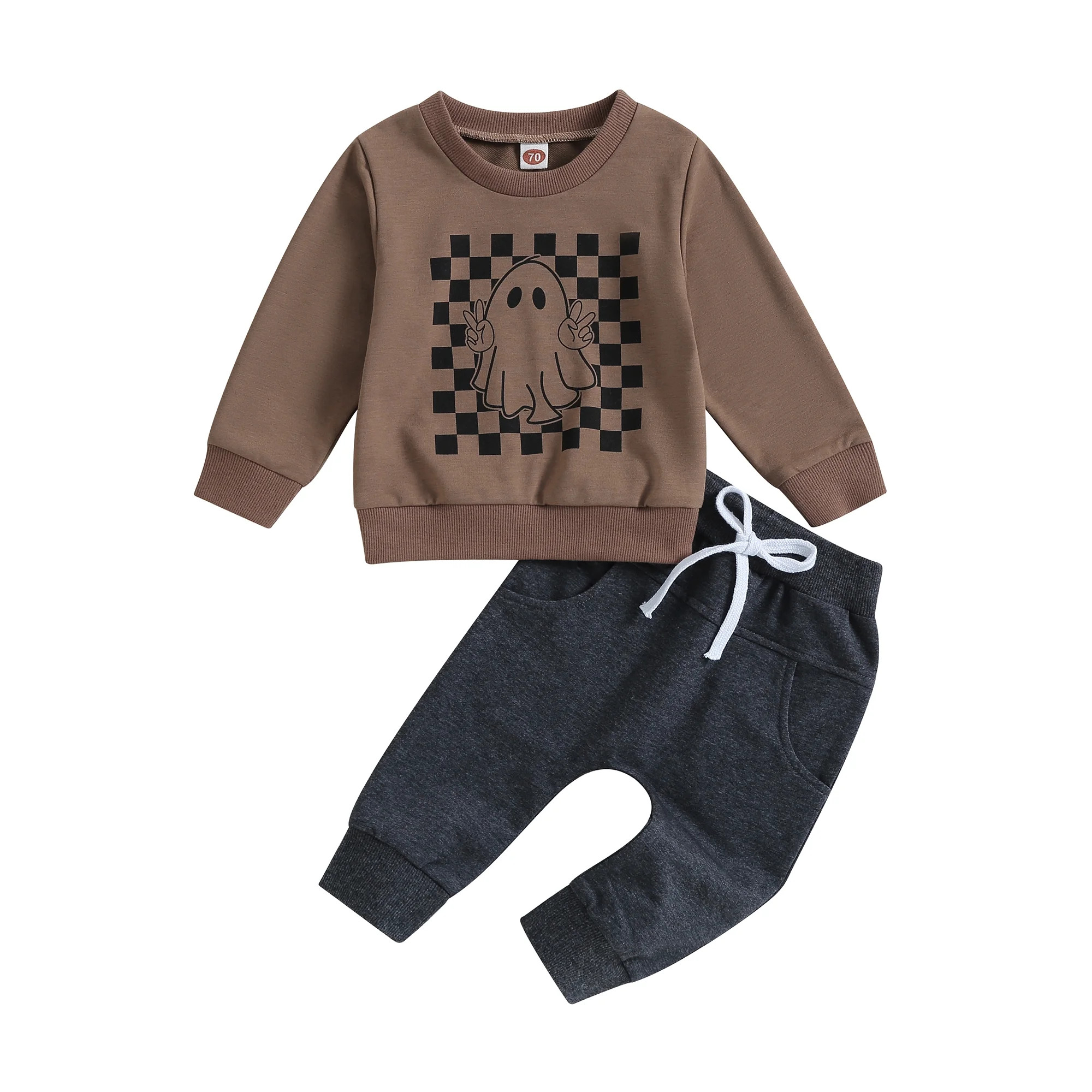 jaweiwi Toddler Kids Boys Fall Halloween Outfits 0 6M 12M 18M 24M 2T 3T Checkerboard Ghost Print ... | Walmart (US)