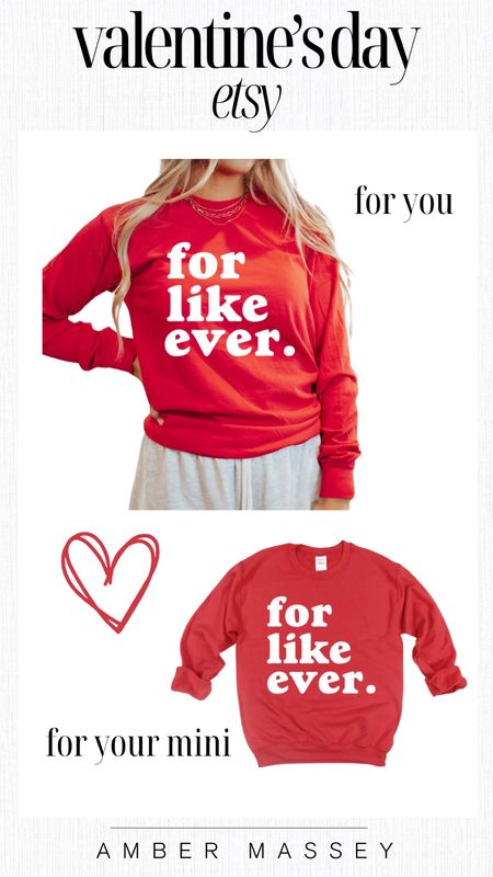 For you and your mini. Matching Valentine’s Day sweatshirts found on Etsy. 🫶🏻

Valentine’s Day outfit ideas | small shop | shop small

#LTKparties #LTKSeasonal #LTKkids