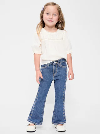 High-Waisted Embroidered Flare-Leg Jeans for Toddler Girls | Old Navy (US)