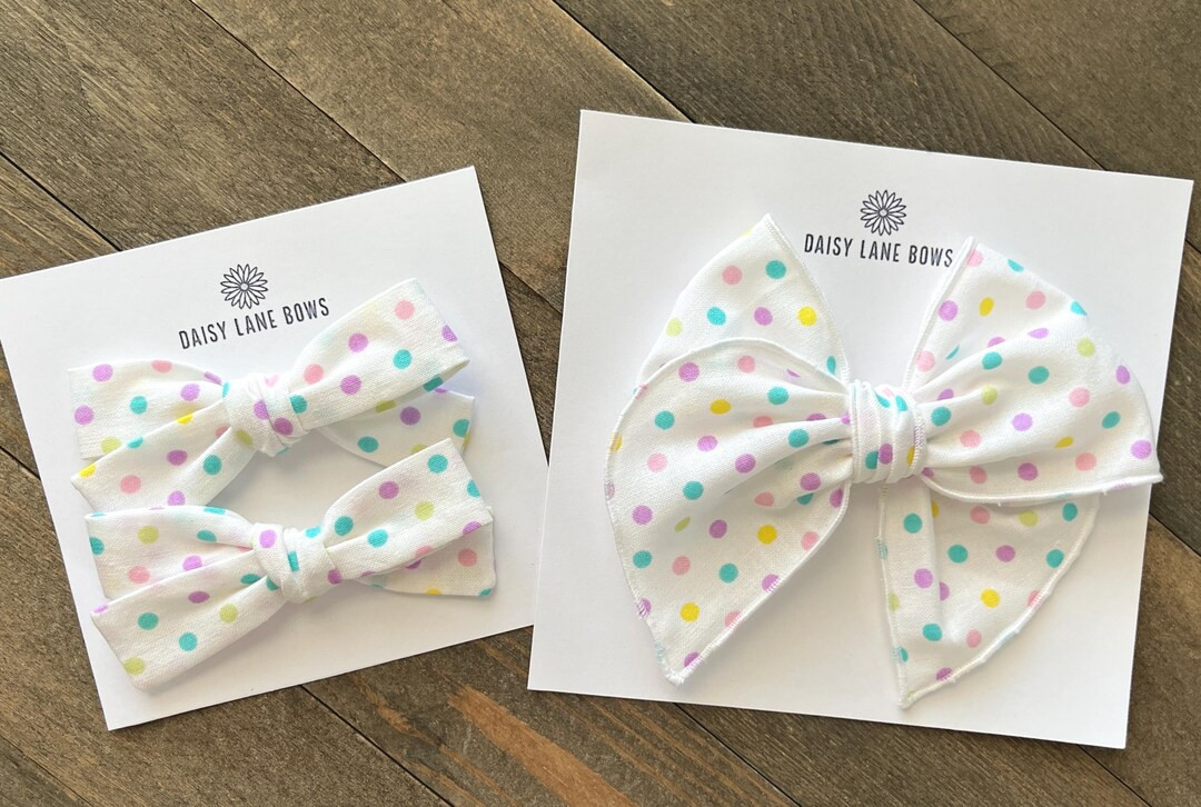 Polka Dot Spring Bow in Various Styles - Easter - Pink Yellow Purple Teal Green Fable Sailor Scho... | Etsy (US)