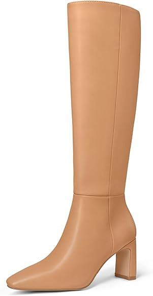 MUCCCUTE Knee High Boots for Women Tall Boots Chunky Heel Square Toe with Side Zipper Pull On Fal... | Amazon (US)