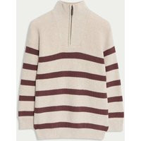 M&S Cotton Rich Striped Half Zip Jumper (2-8 Yrs) Neutral | Marks & Spencer (UK)