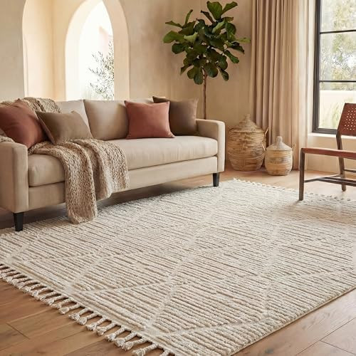 SAFAVIEH Area Rug 8x10 - Marrakesh Collection - Large - Beige, Moroccan Trellis Design with Tasse... | Amazon (US)