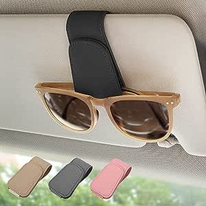 TUUFUN Magnetic Leather Sunglass Holder, Eyeglass Hanger Clip for Car Sun Visor, Suitable for Dif... | Amazon (US)