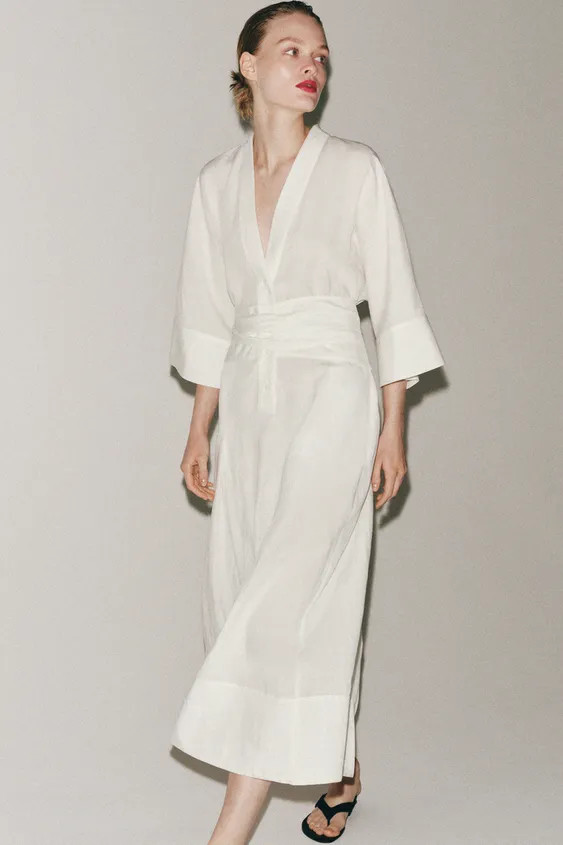 ZW COLLECTION MIDI DRESS WITH BELT | Zara UK