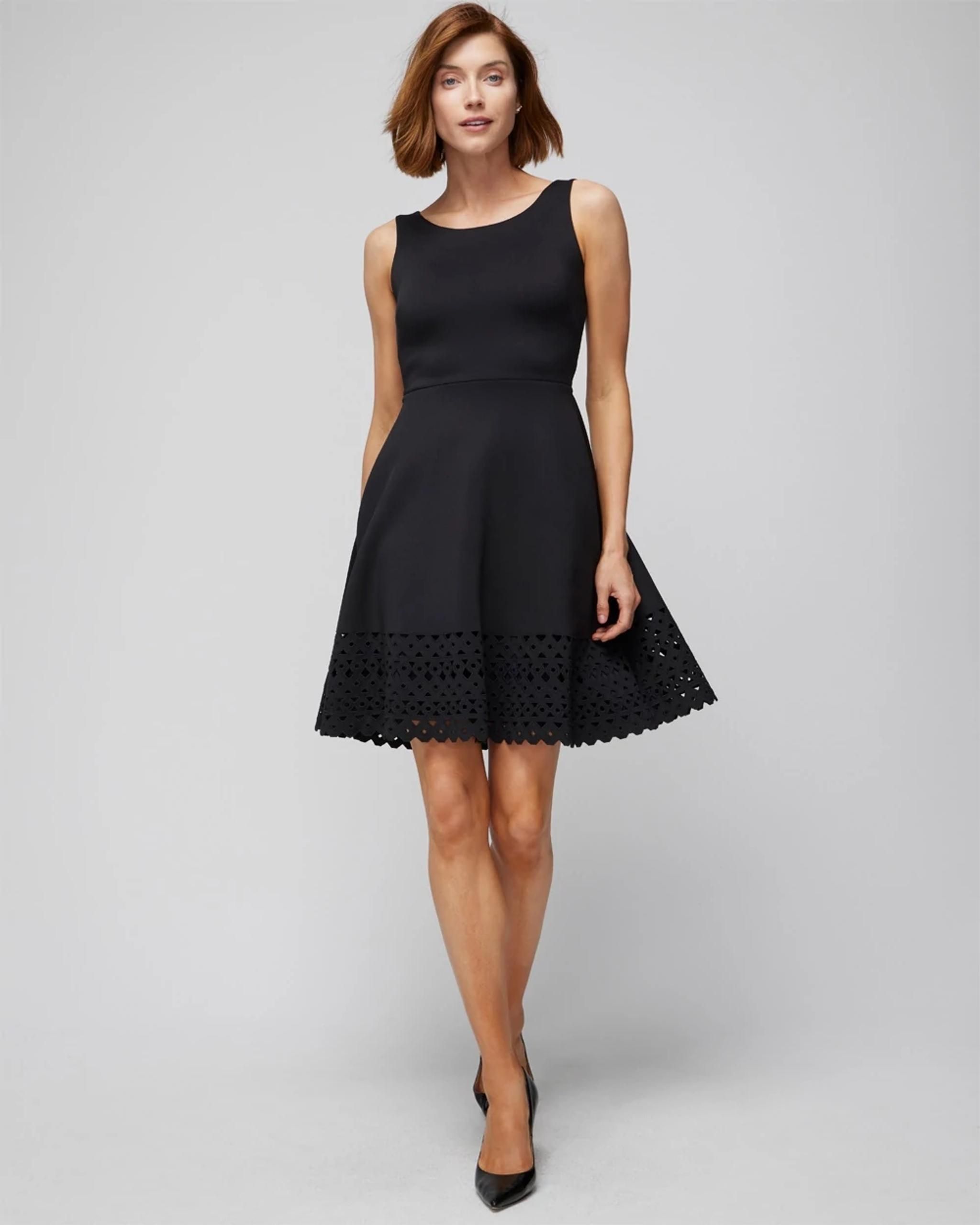 Sleeveless Scuba Fit-and-Flare Dress | White House Black Market