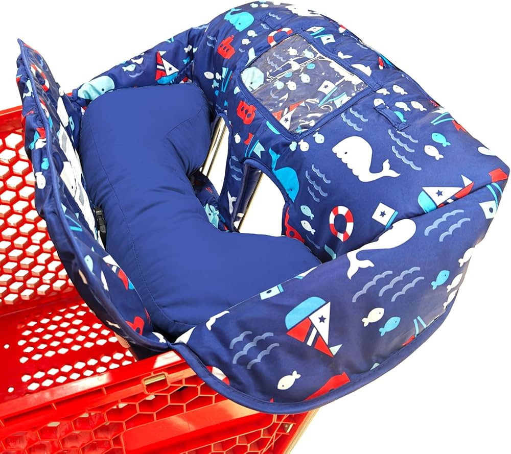 Soft Pillow Attached 2-in-1 Shopping Cart and High Chair Cover for Baby, Cotton Padded Cart Cover... | Amazon (US)
