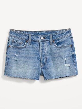 High-Waisted Button-Fly OG Straight Ripped Super-Short Cut-Off Jean Shorts for Women -- 1.5-inch ... | Old Navy (US)