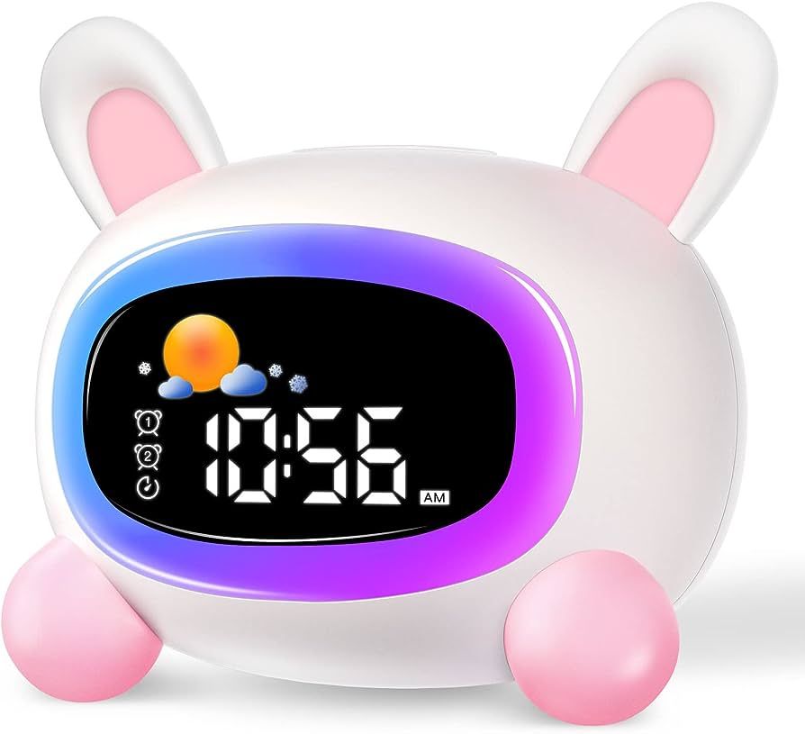 Monebena Kids Alarm Clock Cute OK to Wake Alarm Clock for Kids Sleep Training Clock with Night Li... | Amazon (US)