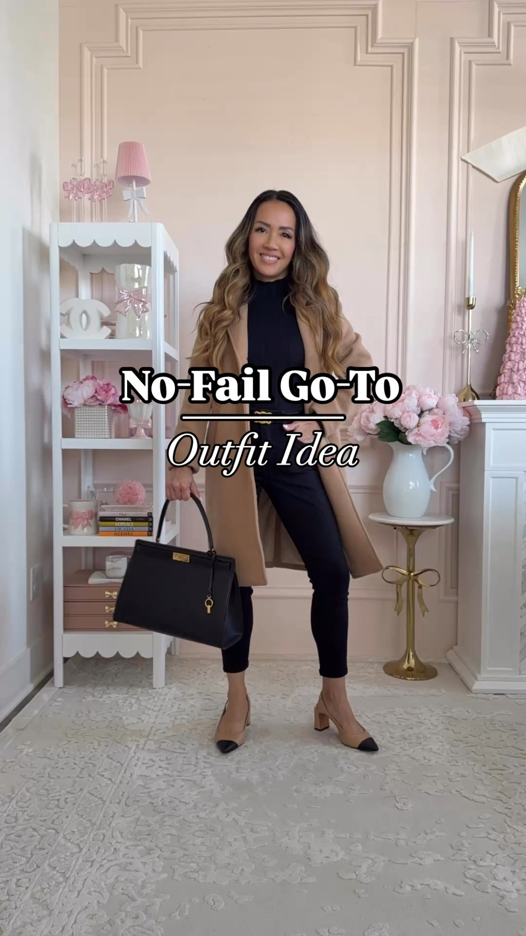 My no-fail go-to outfit! 

Black skinny jeans - 25x28
camel coat - xxsp
black bodysuit - xxs 
cap toe pumps - size 5

#LTKWatchNow #LTKStyleTip #LTKFindsUnder100