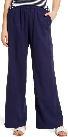 Wide Leg Pull-On Linen Blend Pants | Nordstrom