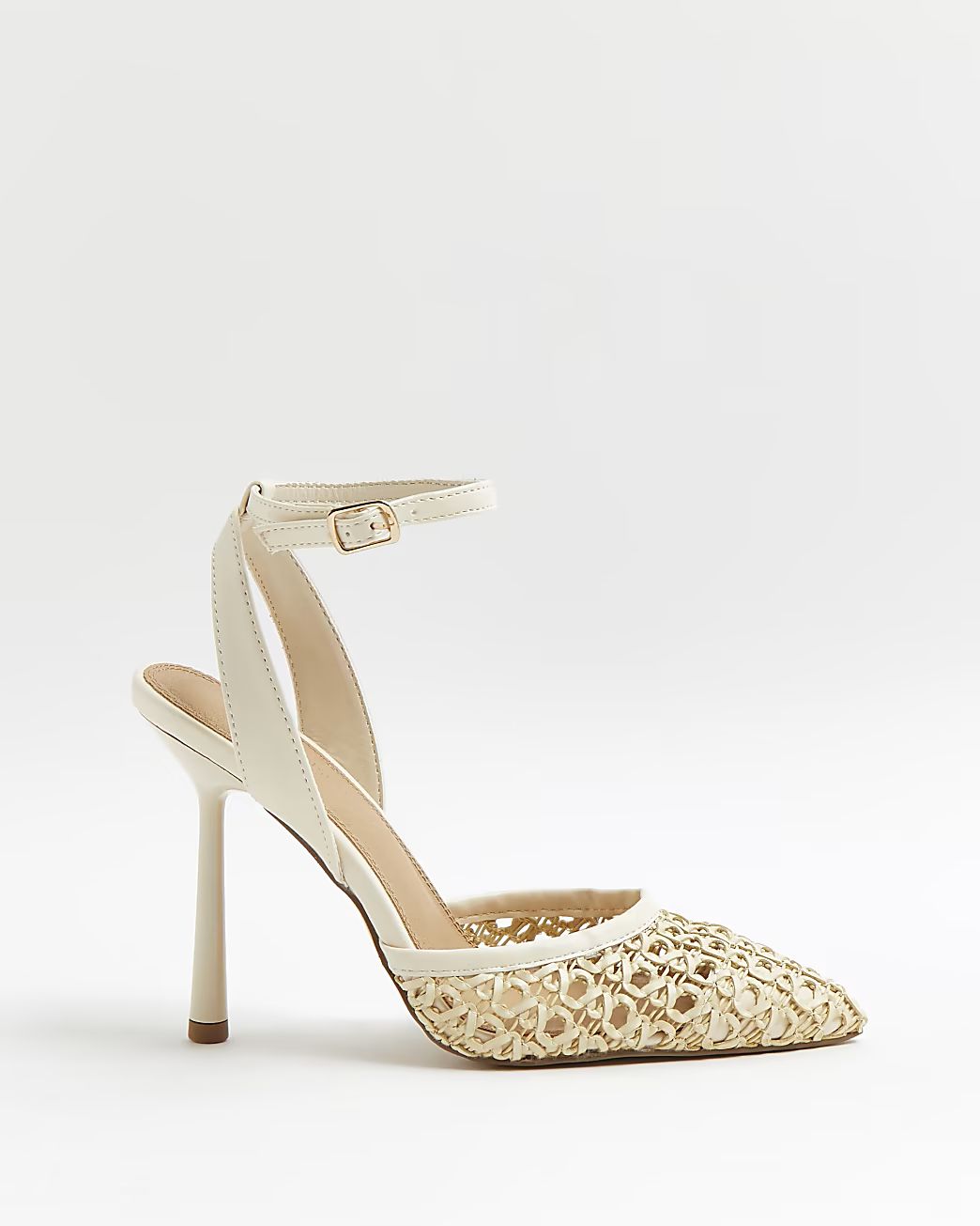 Beige woven court shoes | River Island (UK & IE)