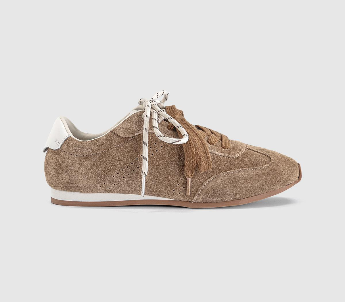 OFFICE Womens Talon Slim Sole Suede Runner Trainers Tan, 4 | Office Shoes (UK)
