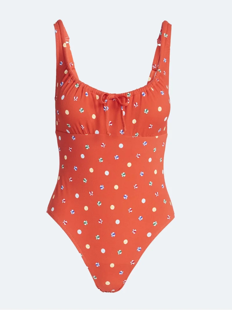 Free Assembly Women's and Women's Plus Cinched Neck One Piece Swimsuit, Sizes XS-3X | Walmart (US)