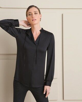 Tie-Neck Satin Popover Blouse | Chico's