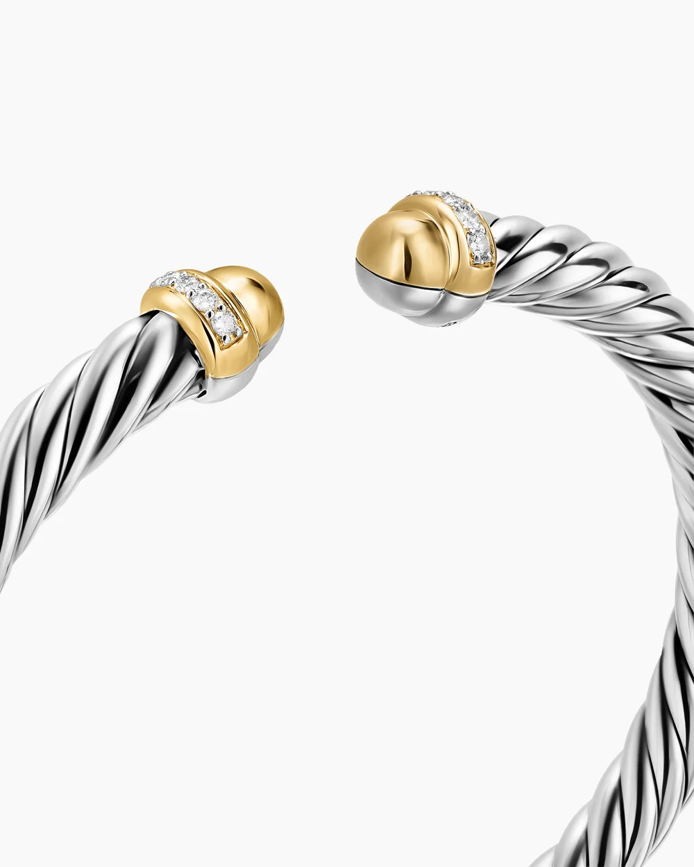 David Yurman | Cable Flex Bracelet in Sterling Silver with 14K Yellow Gold and Diamonds, 6mm | David Yurman